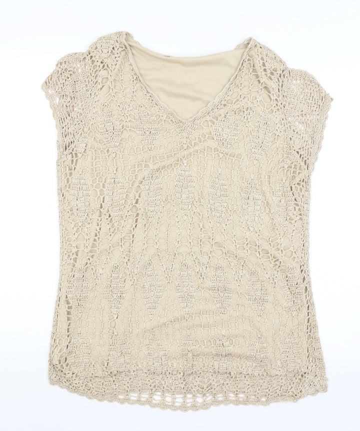 Evans Womens Gold Basic T-Shirt Size 18