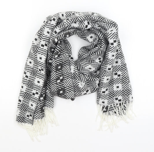 Front view of Preworn women’s white geometric scarf