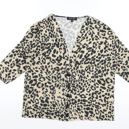 New Look Womens Orange Animal Print  Basic Button-Up Size S