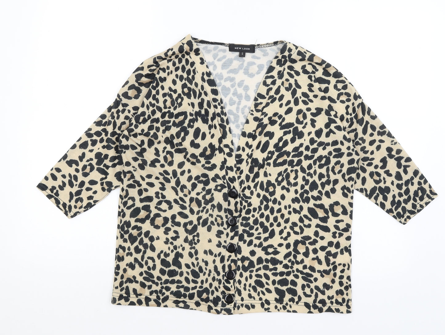 New Look Womens Orange Animal Print  Basic Button-Up Size S