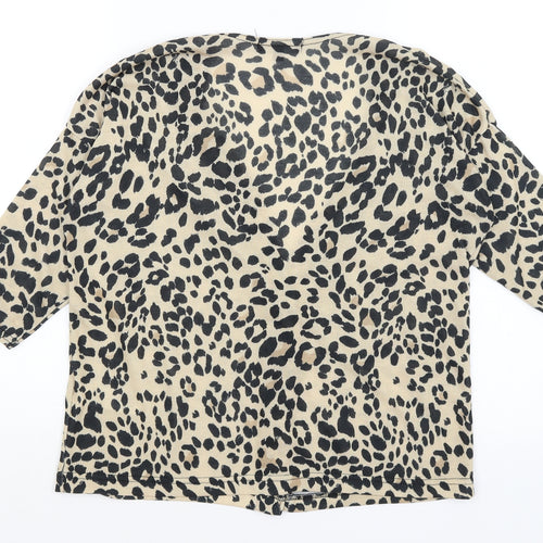 New Look Womens Orange Animal Print  Basic Button-Up Size S