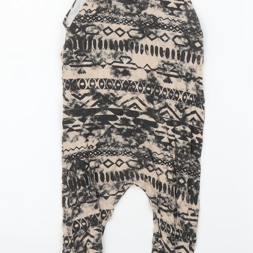Ginikins Girls Brown Geometric  Dungaree One-Piece Size 12 Months