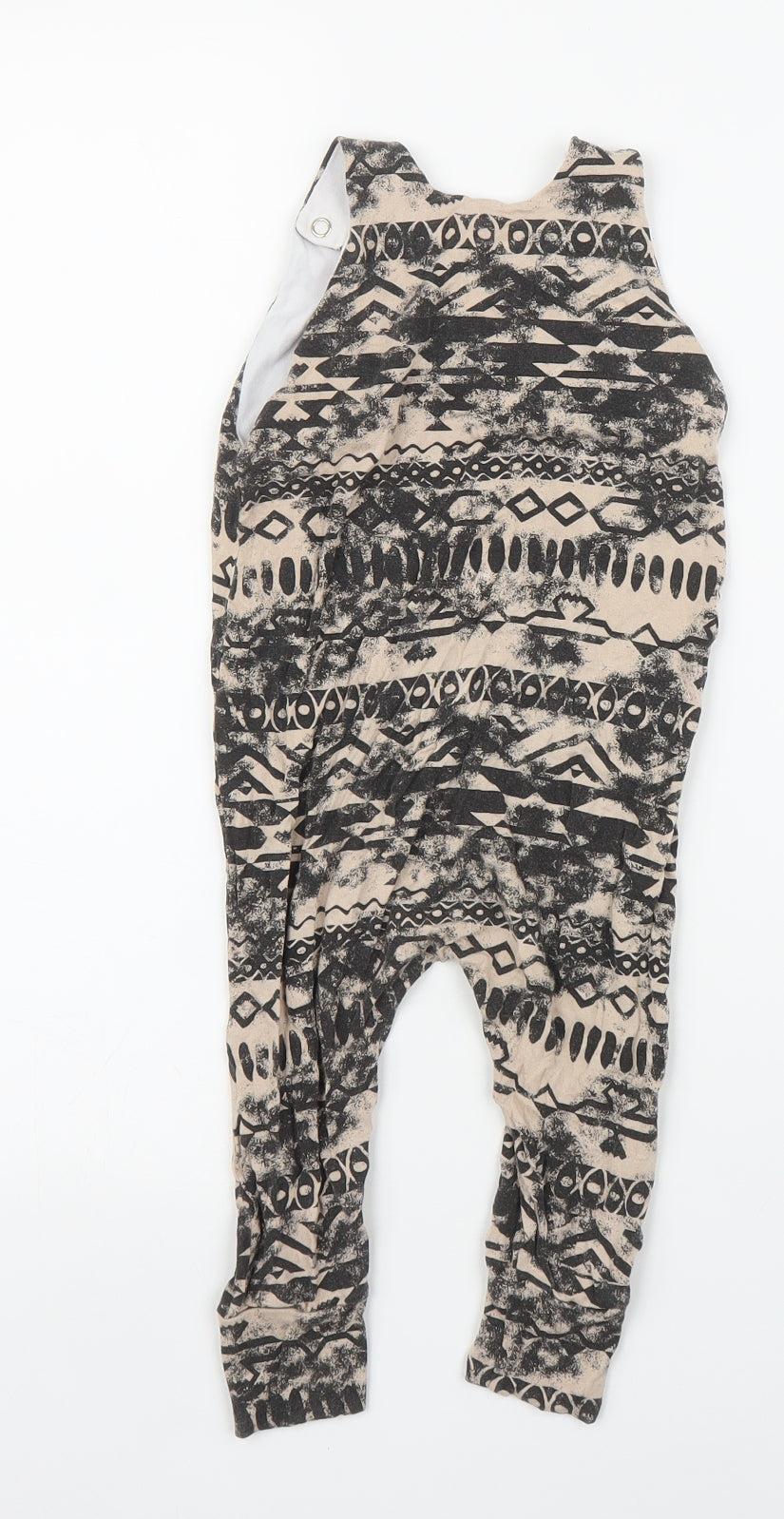 Ginikins Girls Brown Geometric  Dungaree One-Piece Size 12 Months