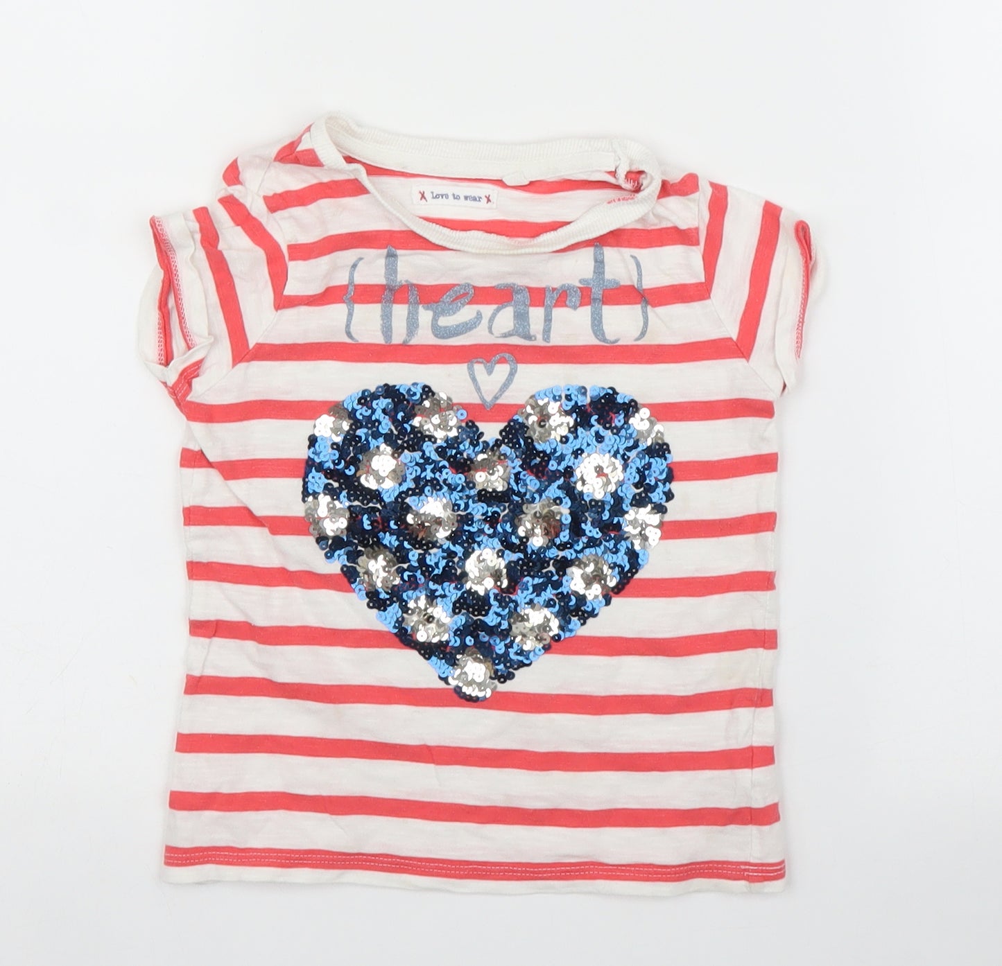 NEXT Girls Red Striped  Basic T-Shirt Size 3 Years
