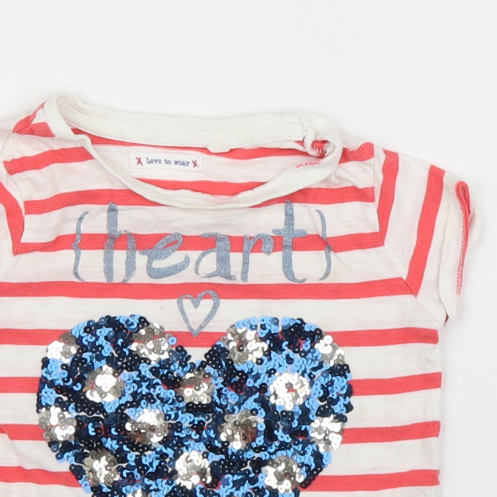 NEXT Girls Red Striped  Basic T-Shirt Size 3 Years