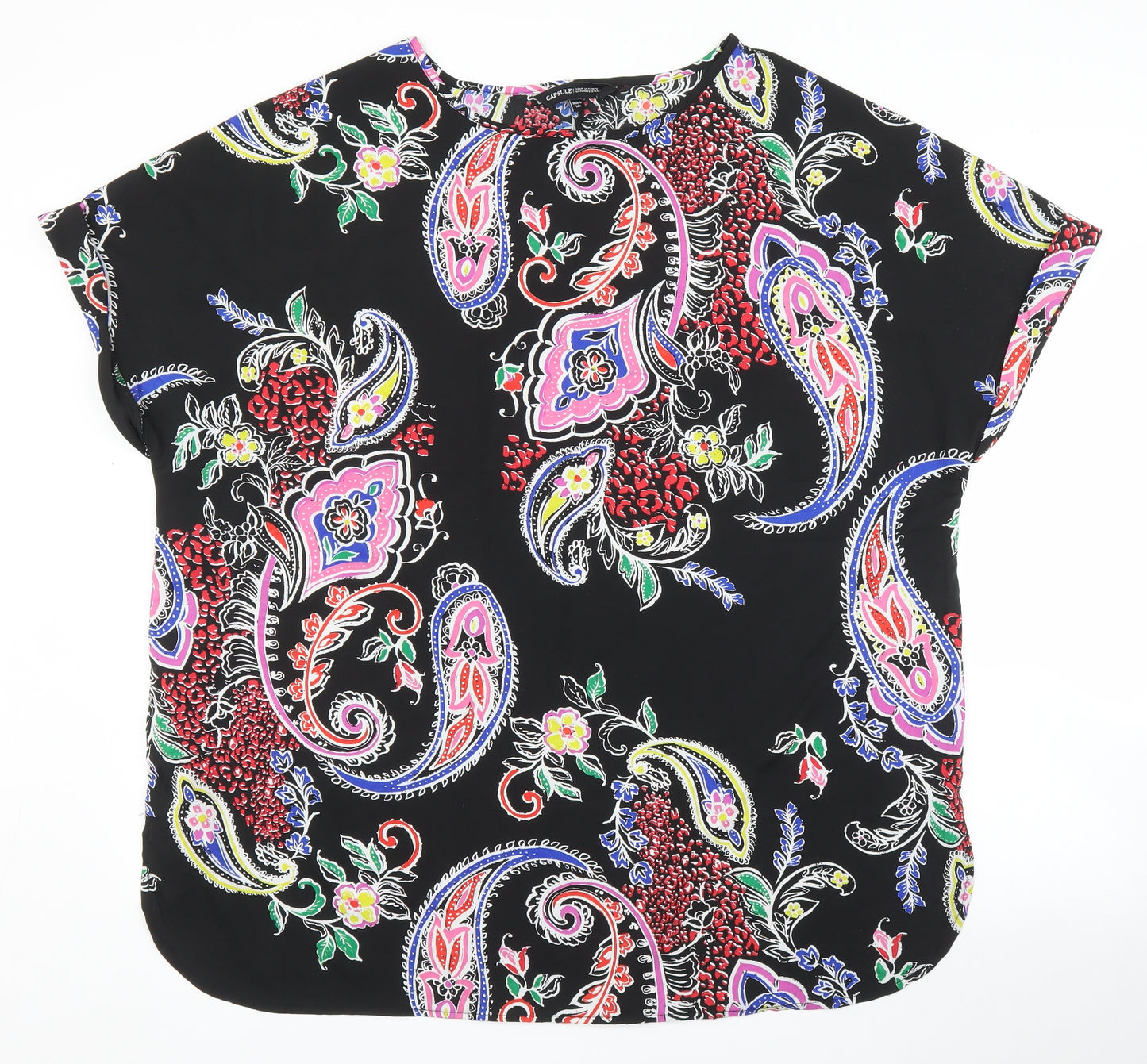 Capsule Womens Black Paisley  Basic Blouse Size 24