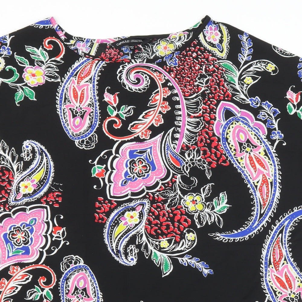 Capsule Womens Black Paisley  Basic Blouse Size 24