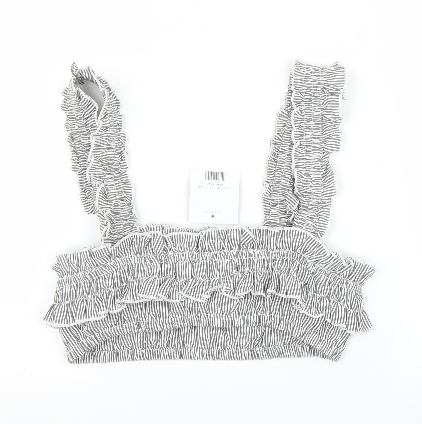 Topshop Womens Grey Striped  Cropped Blouse Size S