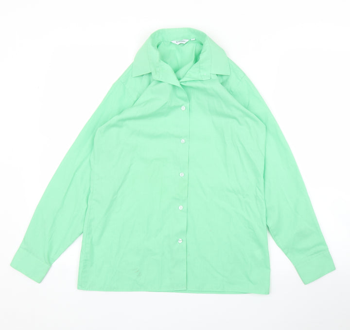 TruTex Womens Green Basic Button-Up Size M