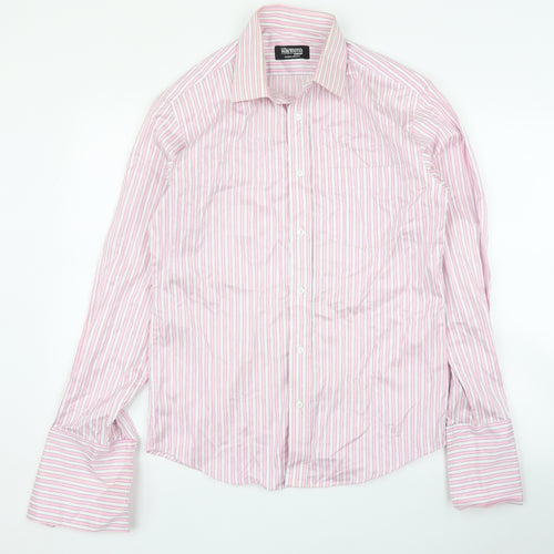 Raymond Shop Mens Pink Striped   Button-Up Size M