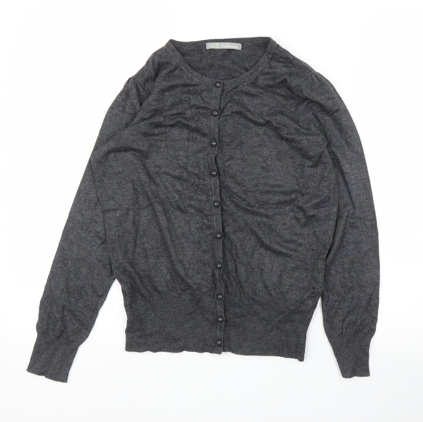 M&S Womens Grey   Cardigan Jumper Size 10