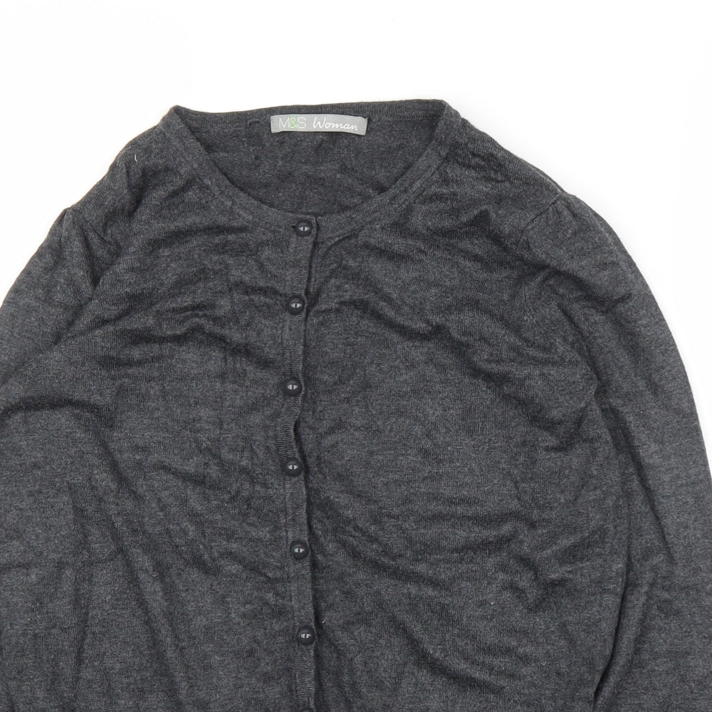 M&S Womens Grey   Cardigan Jumper Size 10