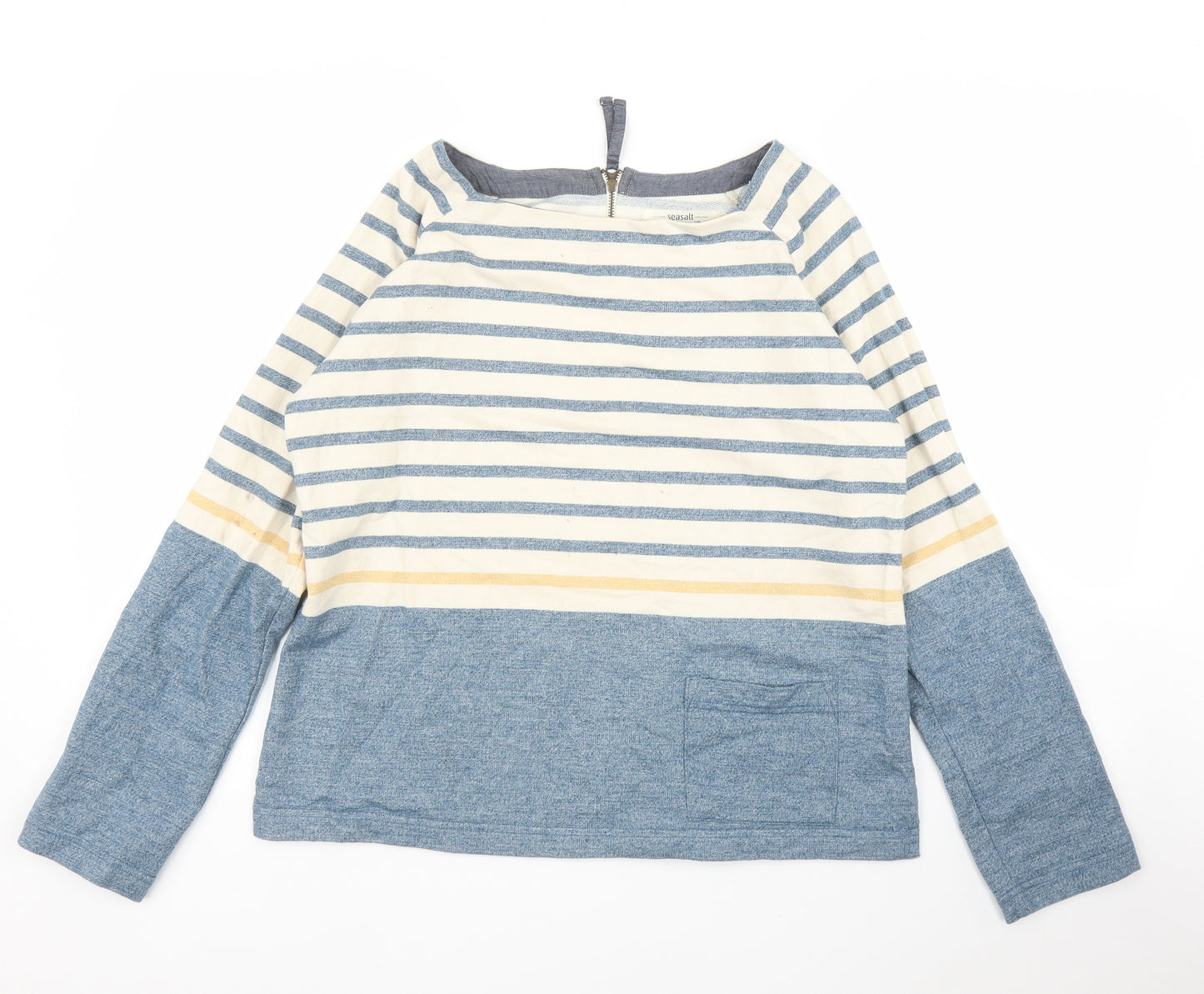 Seasalt Womens Blue Striped  Pullover Jumper Size 14