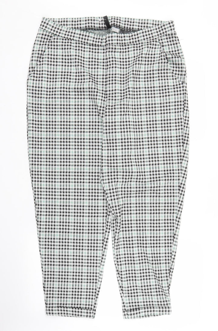 H&M Womens Green Houndstooth  Capri Trousers Size L L27 in