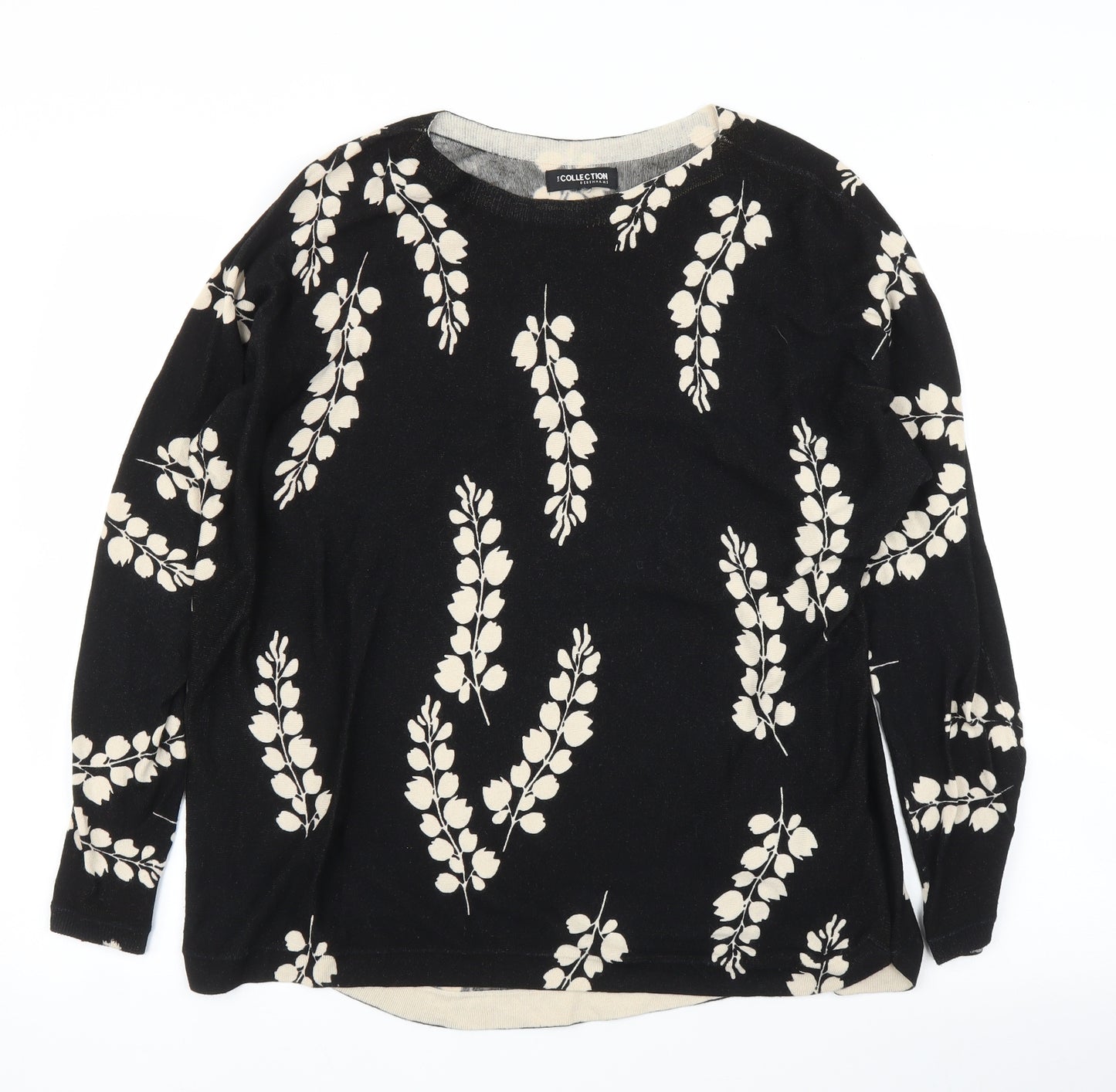 Debenhams Womens Black Floral  Pullover Jumper Size 16