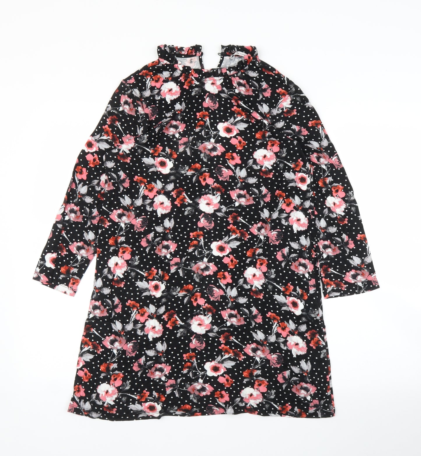 TU Womens Black Floral  Tunic Blouse Size 12