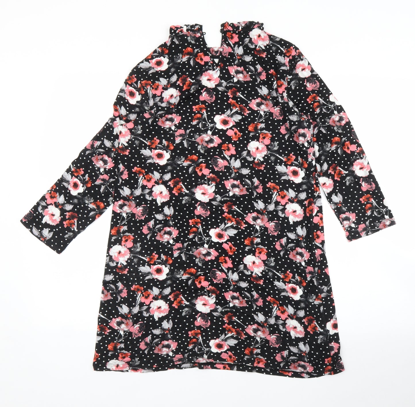 TU Womens Black Floral  Tunic Blouse Size 12