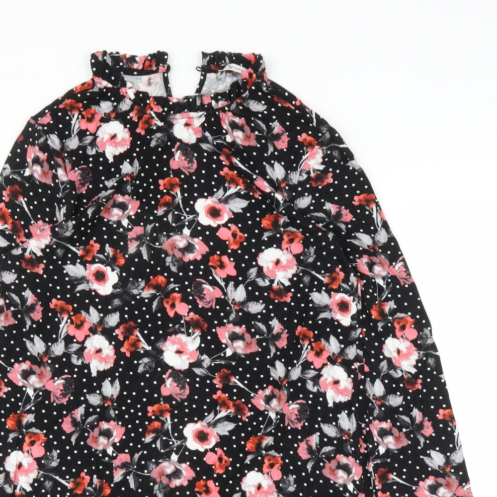TU Womens Black Floral  Tunic Blouse Size 12