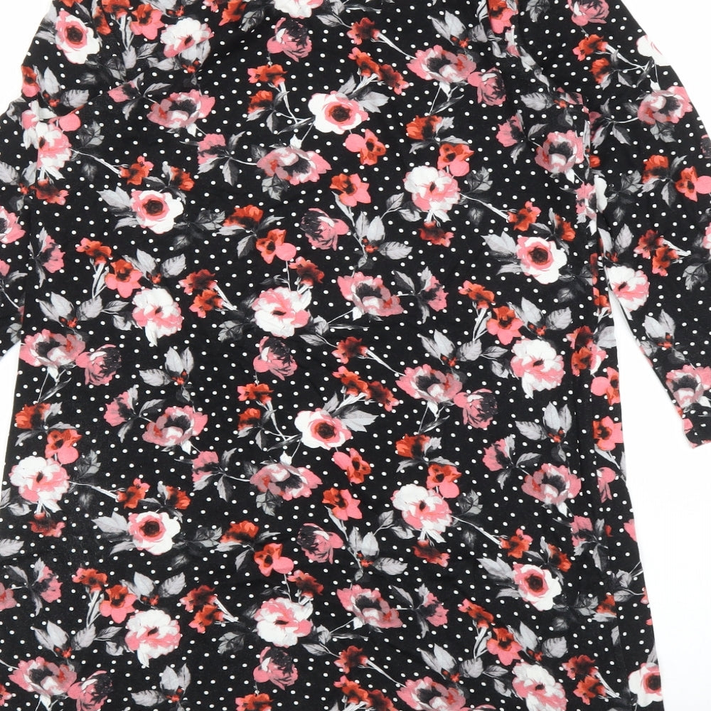 TU Womens Black Floral  Tunic Blouse Size 12