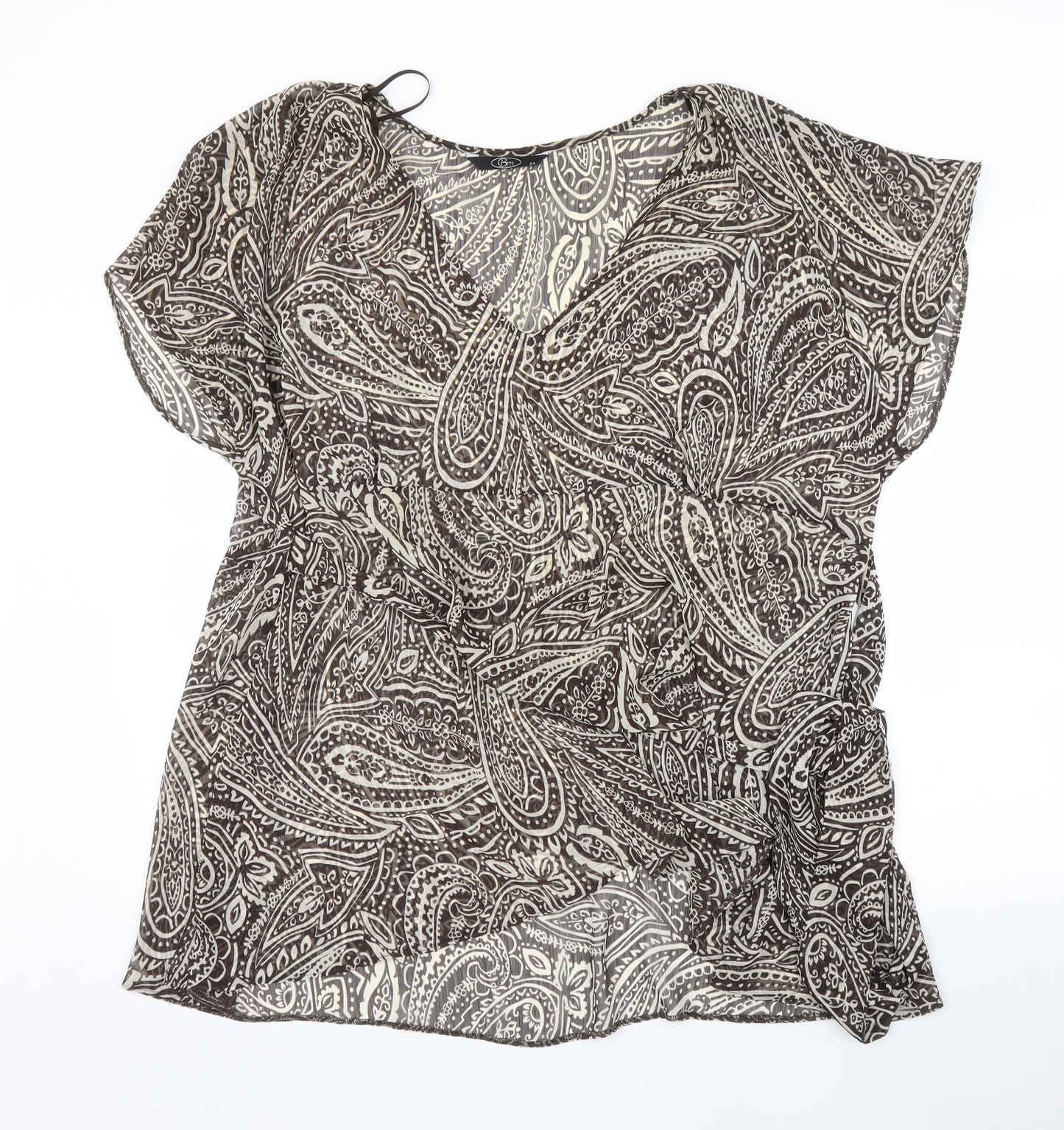 BM Womens Brown Paisley  Basic Blouse Size 24