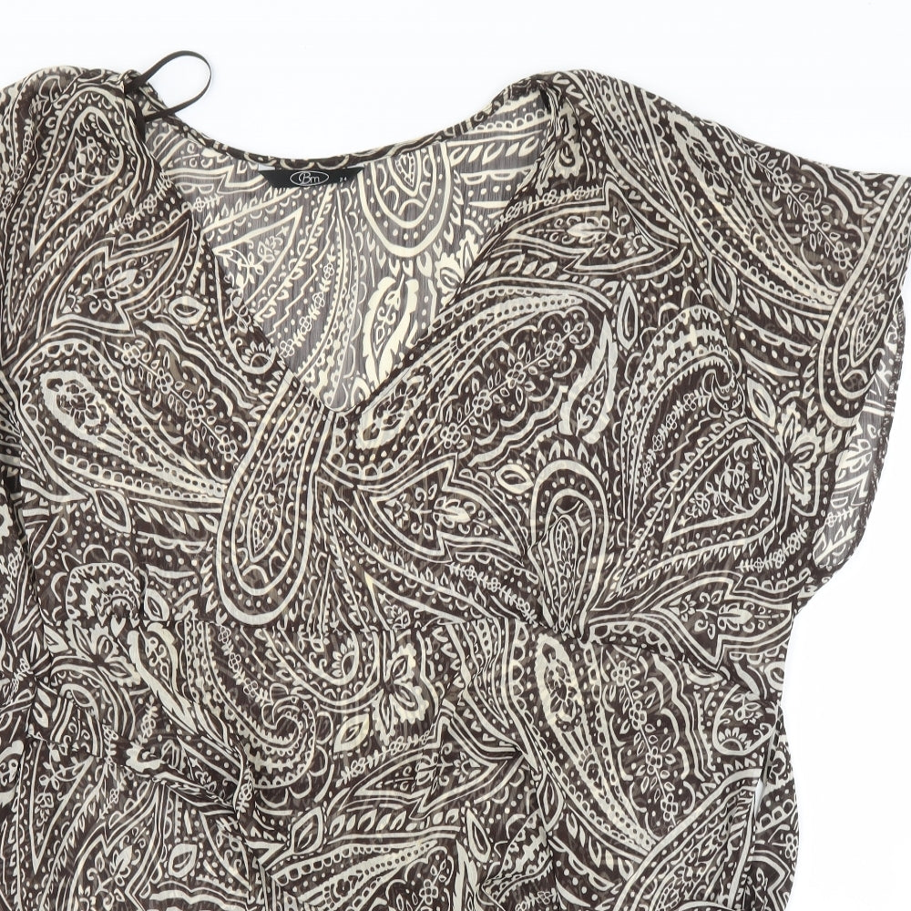 BM Womens Brown Paisley  Basic Blouse Size 24