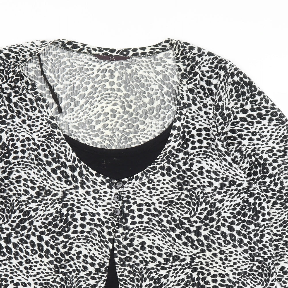 Evans Womens Black Animal Print  Basic Blouse Size 24  - Leopard print