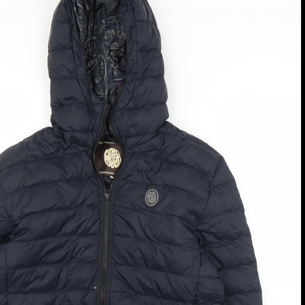 Pretty Green Womens Blue   Puffer Jacket Coat Size L