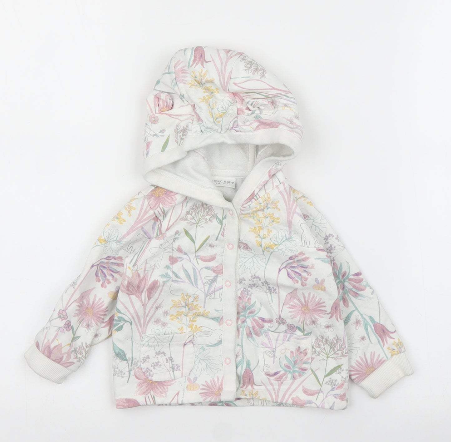 NEXT Girls White Floral  Cardigan Jumper Size 9-12 Months