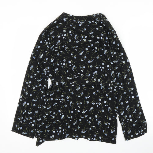 H&M Womens Black Floral  Kimono Blouse Size S