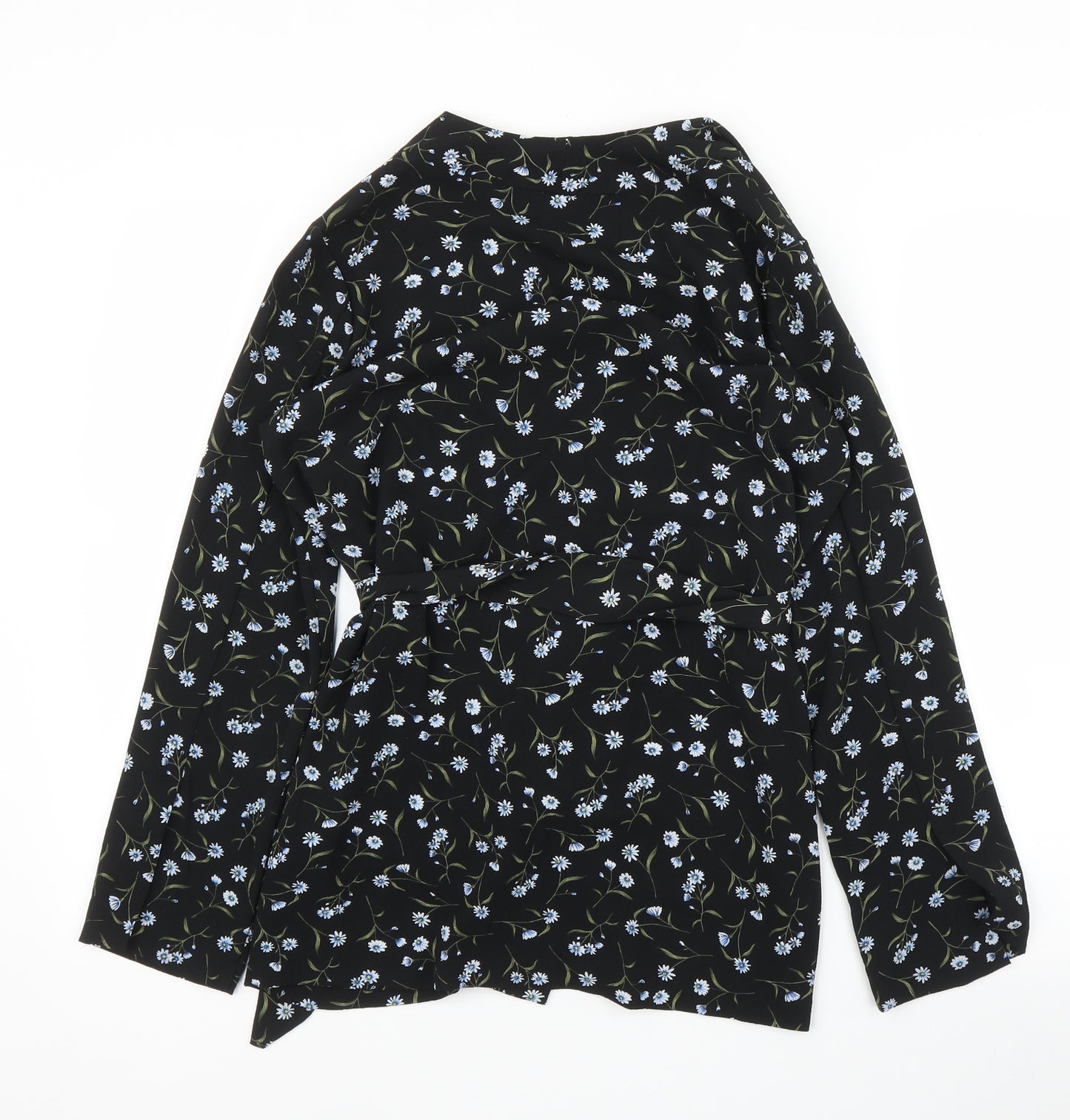 H&M Womens Black Floral  Kimono Blouse Size S