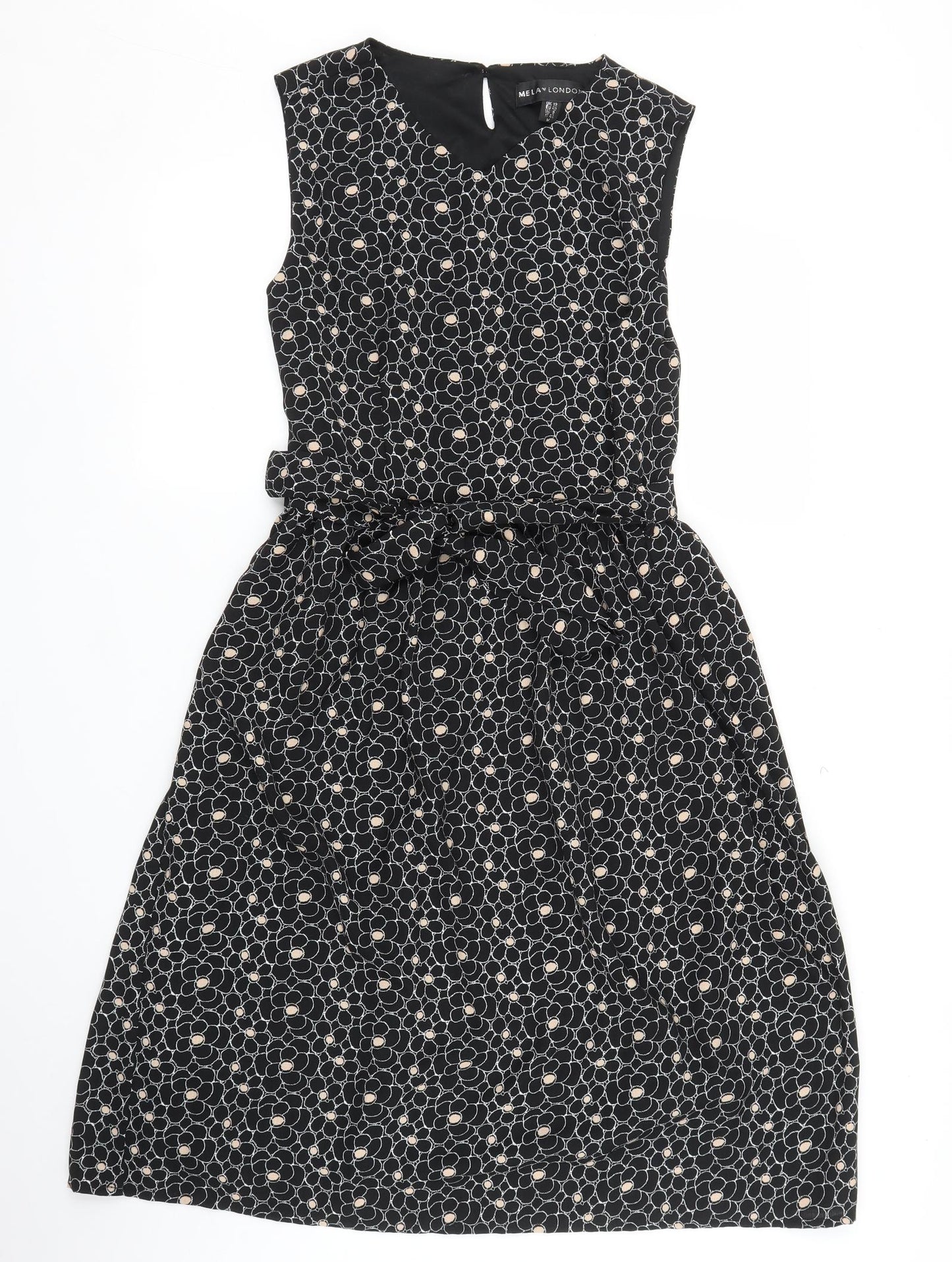Mela Womens Black Floral  A-Line  Size 12
