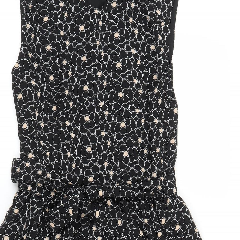 Mela Womens Black Floral  A-Line  Size 12