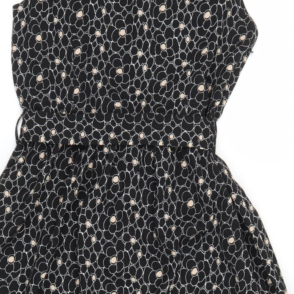 Mela Womens Black Floral  A-Line  Size 12