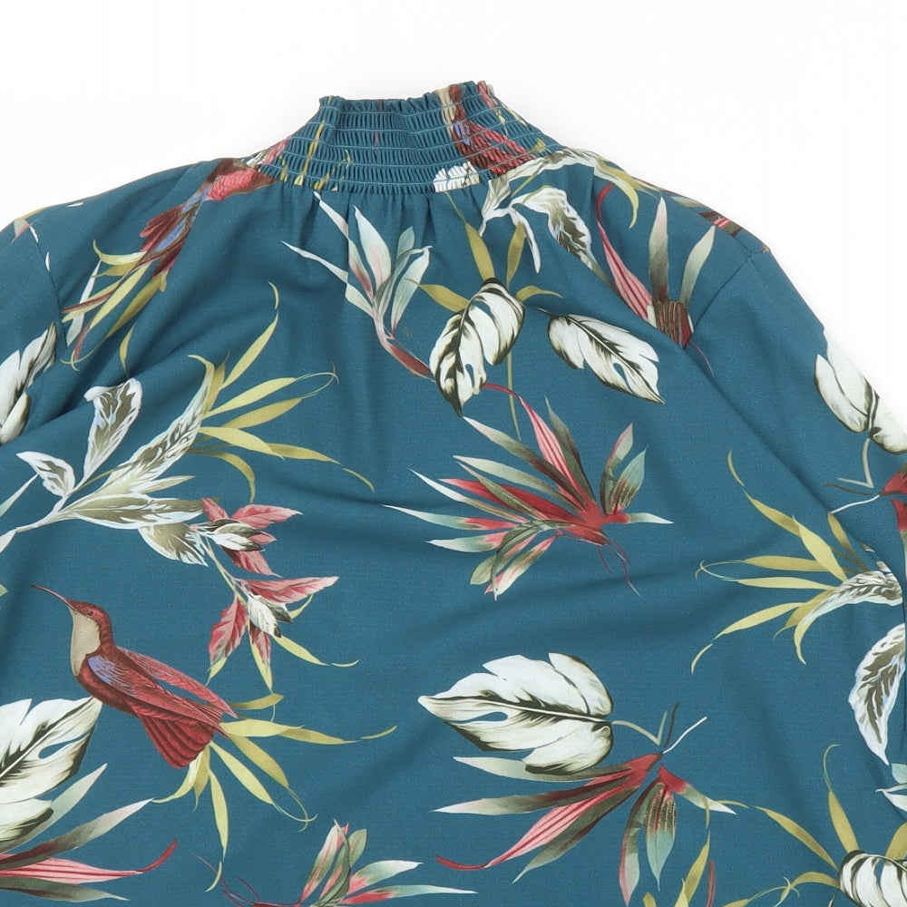 Fransa Womens Green Floral  Basic Blouse Size S