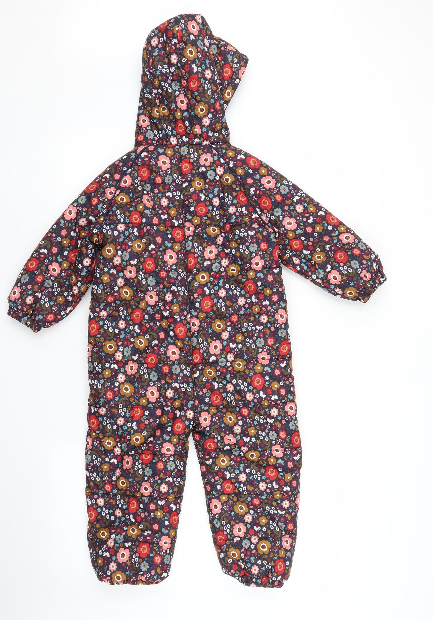 TU Girls Blue Floral  Puffer Jacket Ski Trousers Size 3-4 Years