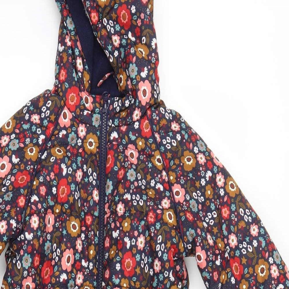 TU Girls Blue Floral  Puffer Jacket Ski Trousers Size 3-4 Years