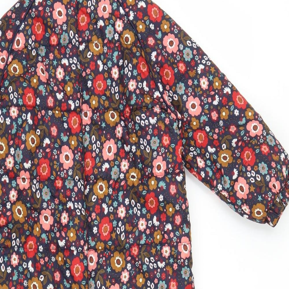 TU Girls Blue Floral  Puffer Jacket Ski Trousers Size 3-4 Years