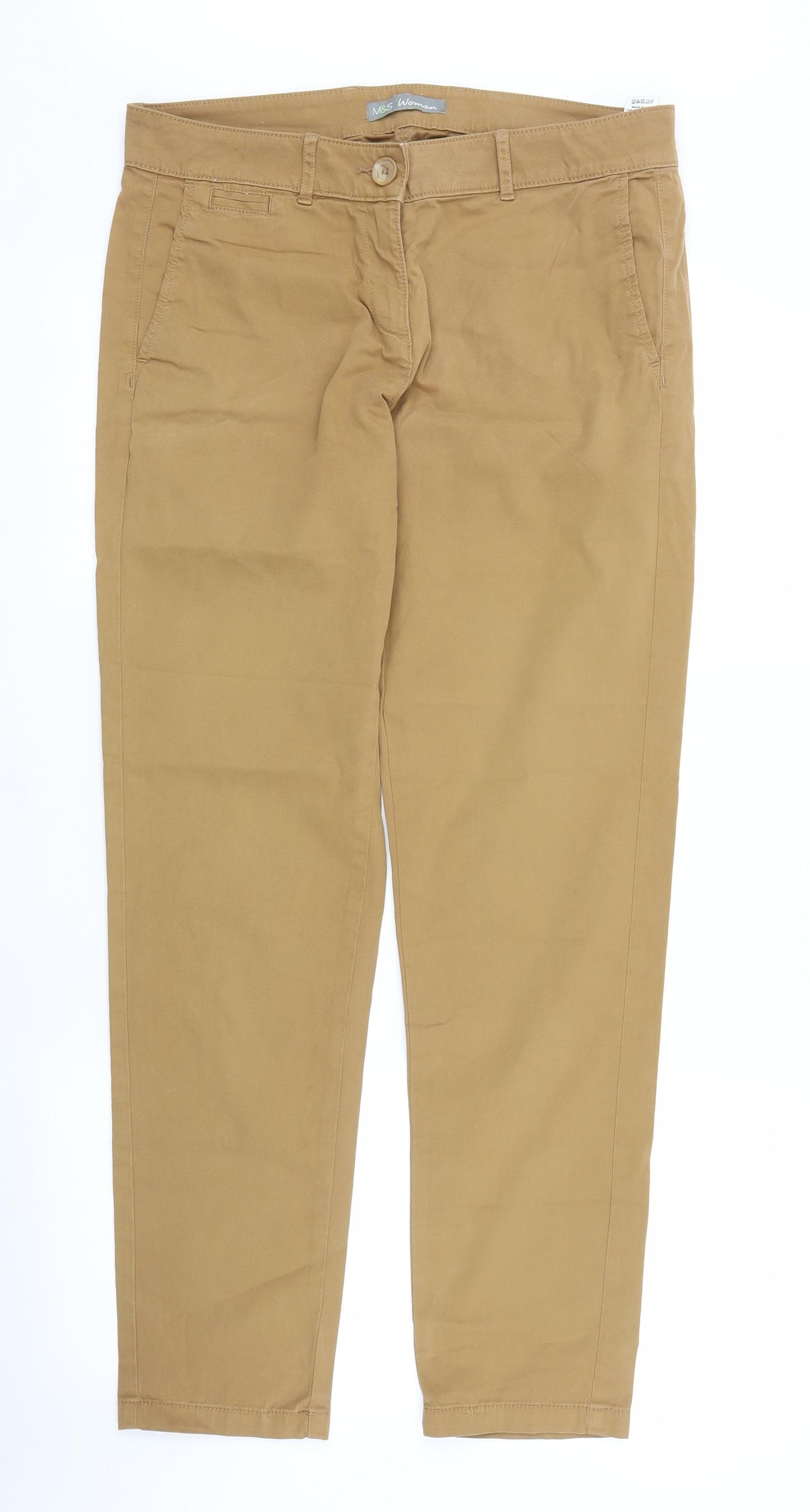 M&S Womens Beige   Chino Trousers Size 12 L29 in