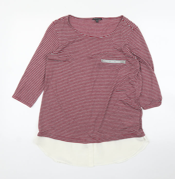 Warehouse Womens Red Striped Basic Blouse Size 12