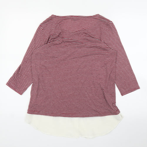 Warehouse Womens Red Striped  Basic Blouse Size 12