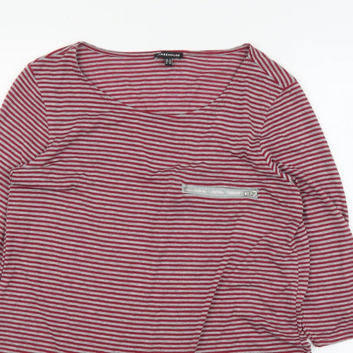 Warehouse Womens Red Striped  Basic Blouse Size 12