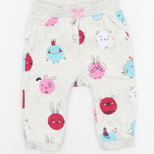George Girls Grey   Jogger Trousers Size 3-6 Months