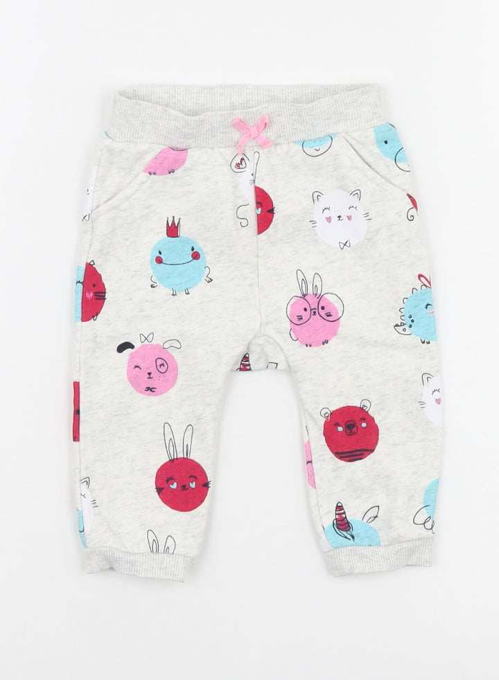 George Girls Grey   Jogger Trousers Size 3-6 Months