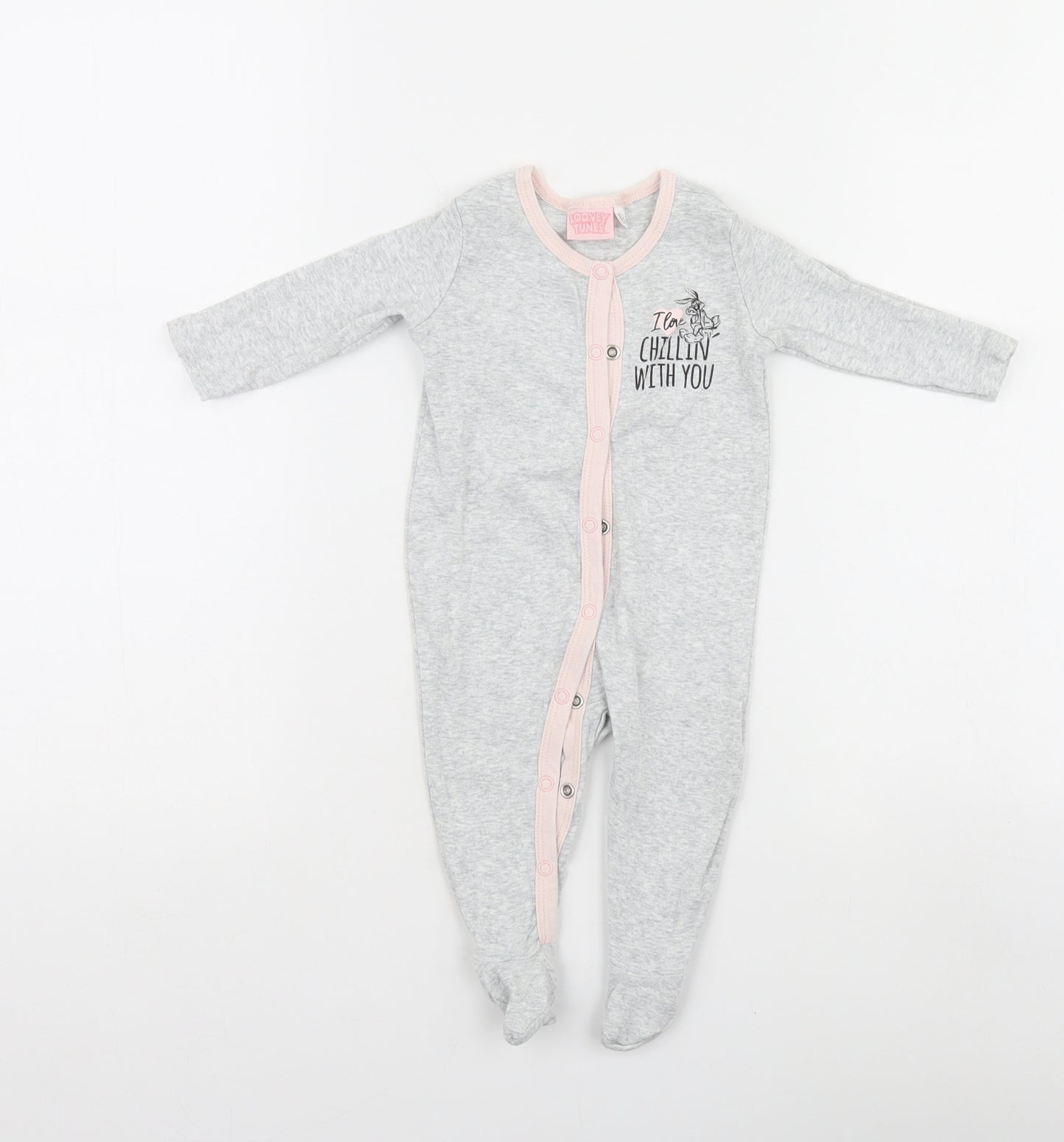 Looney Toons Girls Grey   Babygrow One-Piece Size 0-3 Months