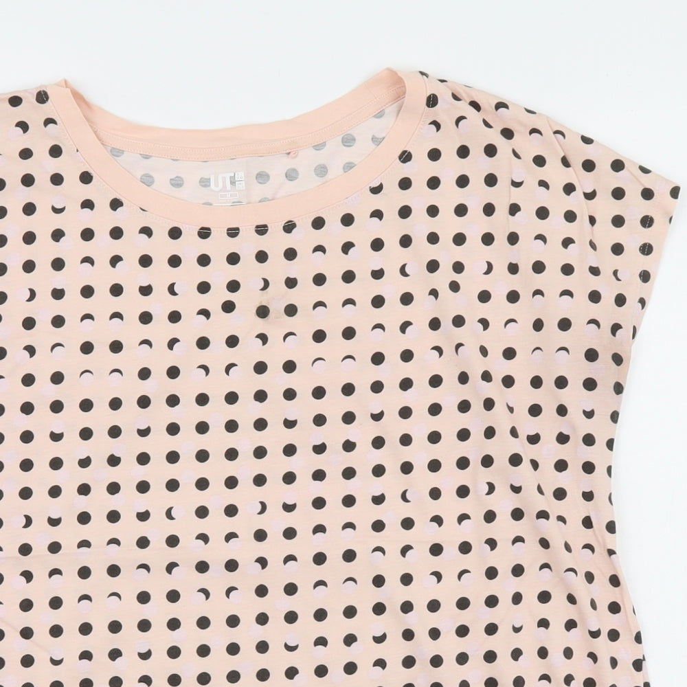 Uniqlo Womens Pink Polka Dot  Basic T-Shirt Size M