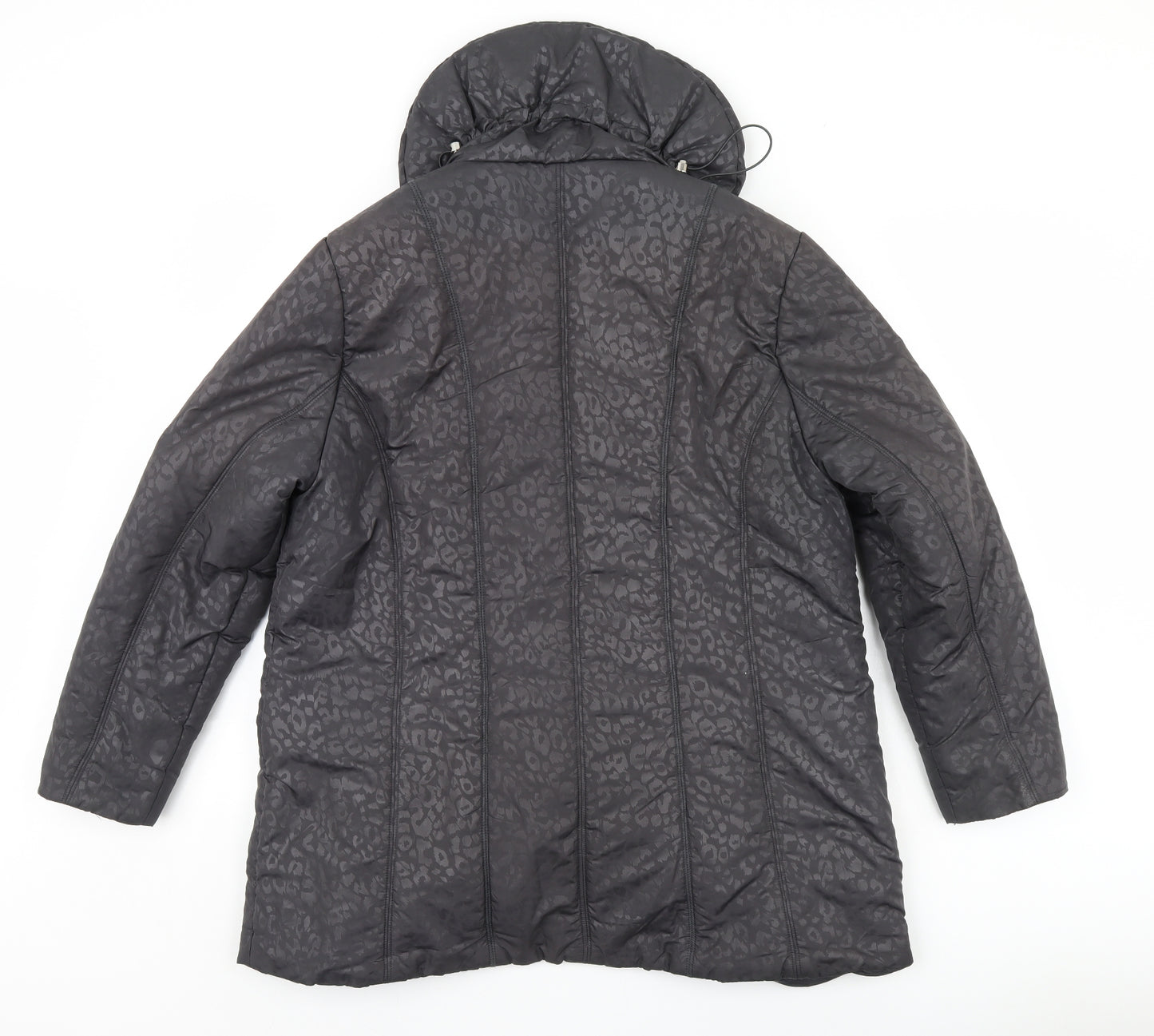 TIGI Womens Black Animal Print  Jacket Coat Size 16
