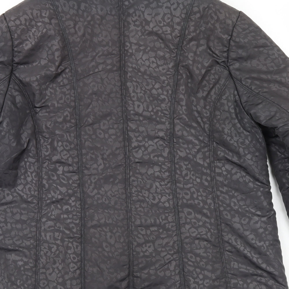 TIGI Womens Black Animal Print  Jacket Coat Size 16