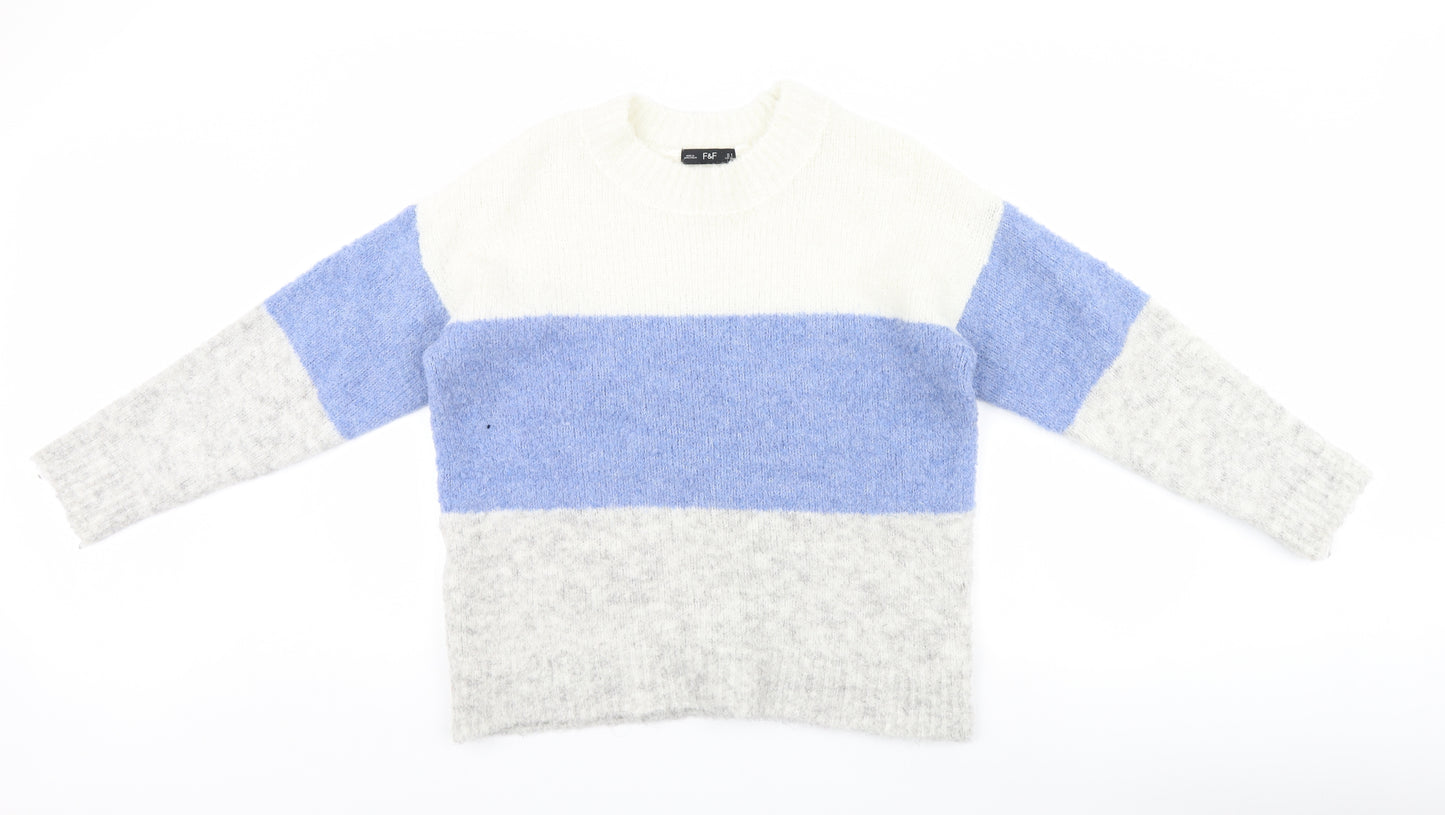 F&F Womens Multicoloured Striped  Pullover Jumper Size 8