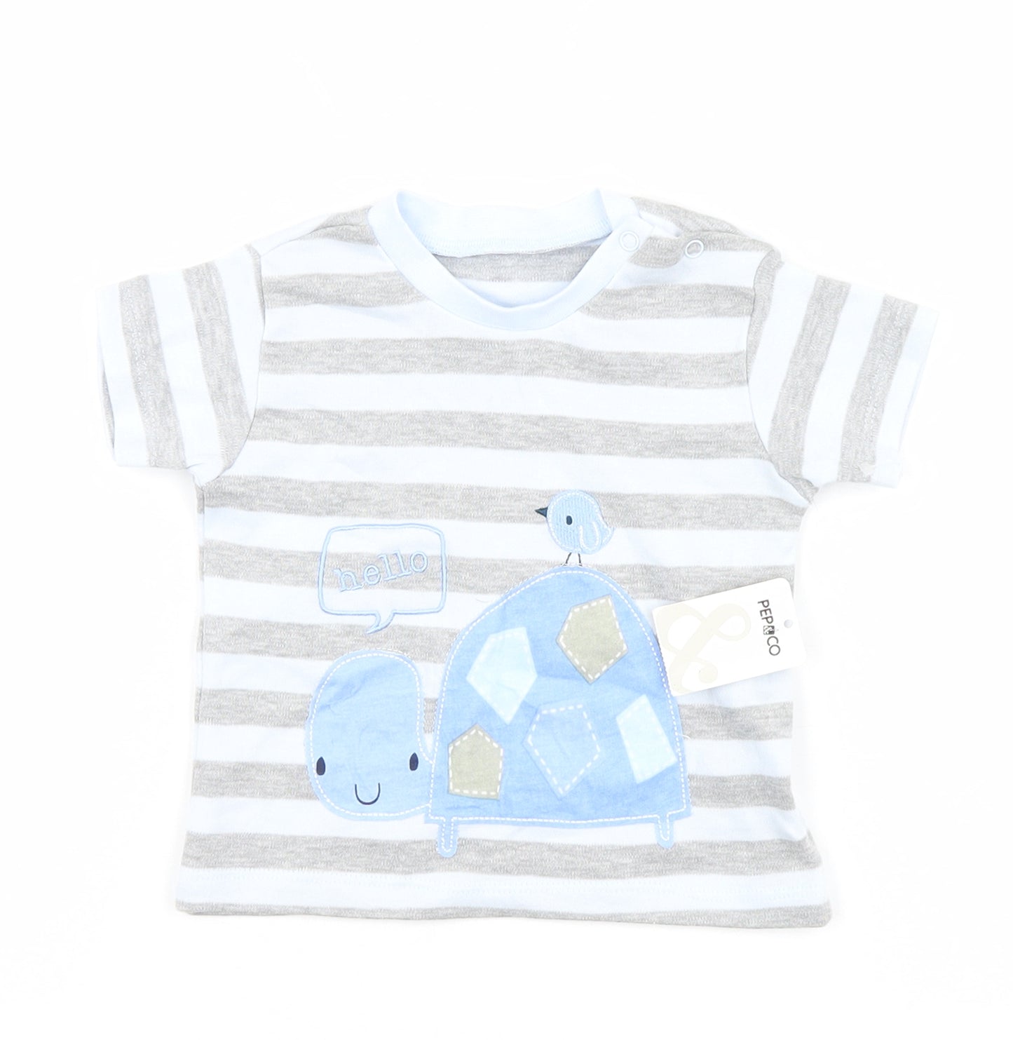 pep & co Boys Ivory Striped  Basic T-Shirt Size 36 Months