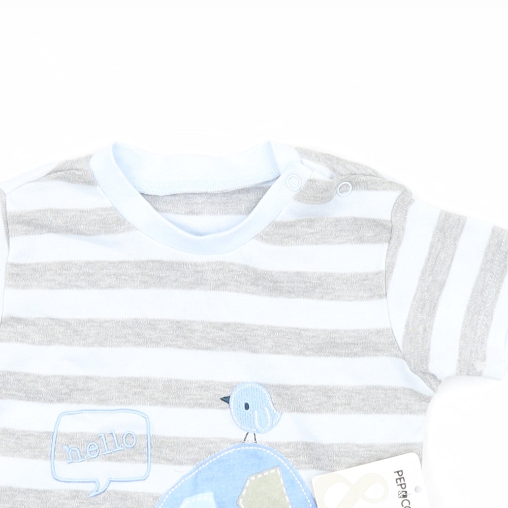pep & co Boys Ivory Striped  Basic T-Shirt Size 36 Months